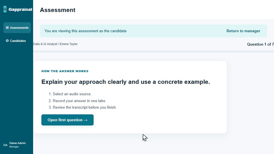 HR opens the technical assessment on behalf of an external candidate